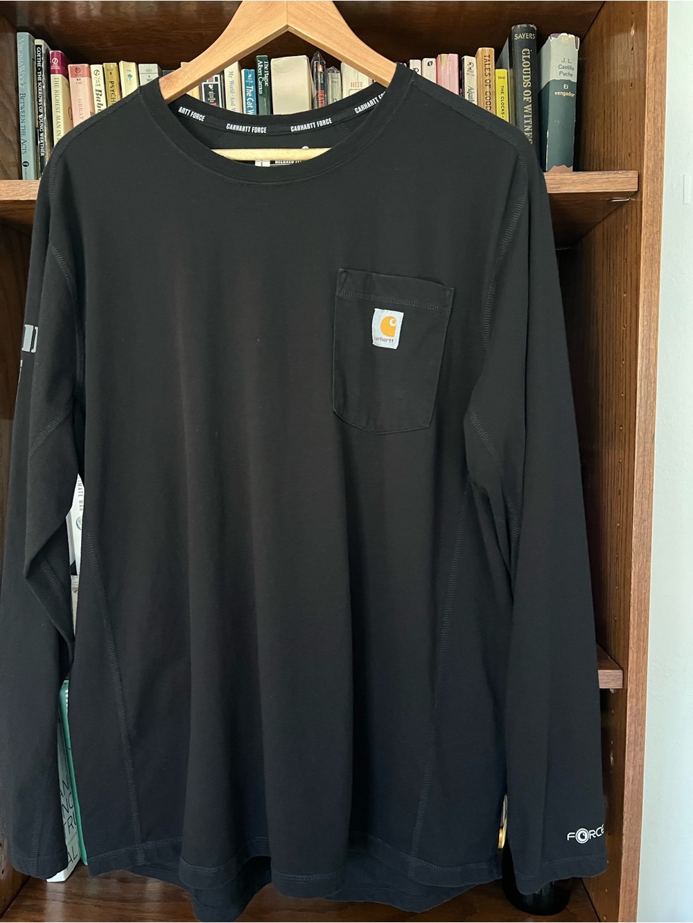 Vintage Chevron Carhartt Black Long Sleeve Pocket Tee